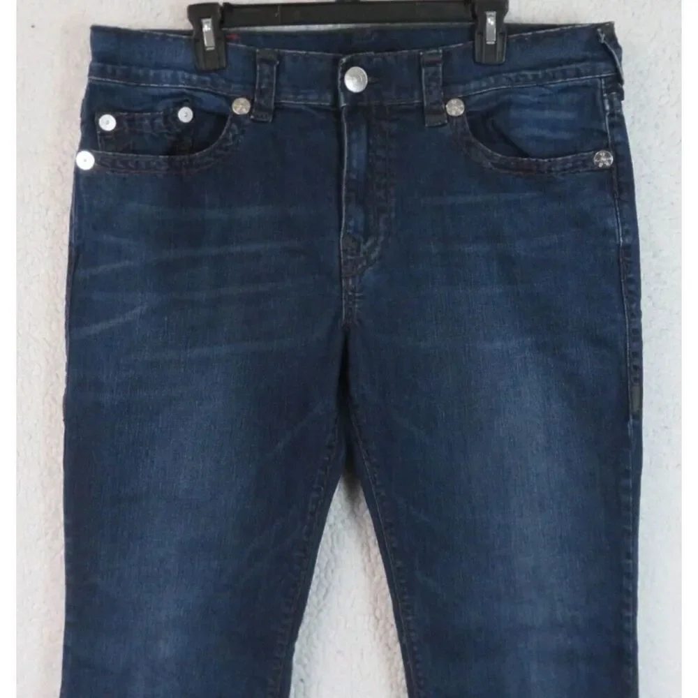 Mens True Religion Jeans Size 36x34 Cotton USA Ricky‎ Relaxed Straight Leg Blue